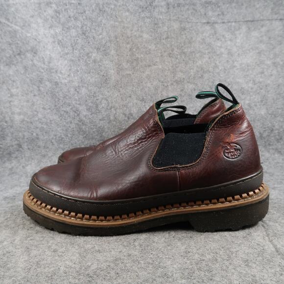 Georgia Giant Boots Mens 9.5 Leather Slip On Chelsea Brown Oil Resistant Casual main image 8